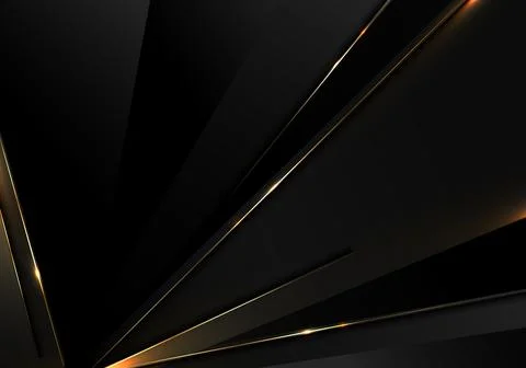 Abstract black triangles dimension pattern with golden lines and sparkling li Stock Illustration