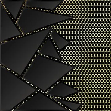 Abstract black triangles gold mesh background Stock Illustration