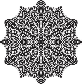 Abstract black vector round lace design - mandala, decorative element. Stock-Illustration