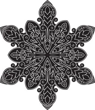 Abstract black vector round lace design - mandala, decorative element. Stock Illustration