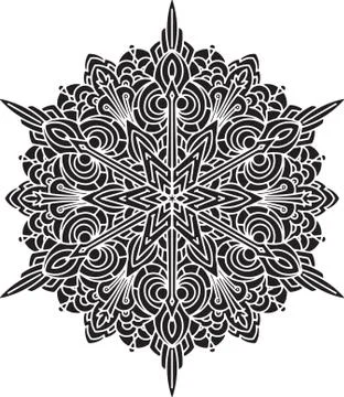 Abstract black vector round lace design - mandala, decorative element. Stockillustratie