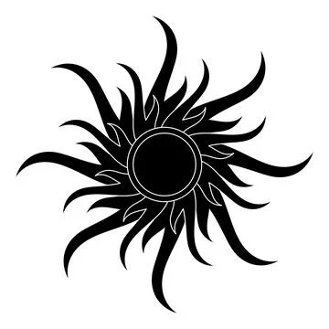 Abstract black vortex icon and logo. Abstract sun sign.  Stock Illustration