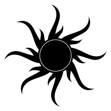 Abstract black vortex icon and logo. Abstract sun sign.  Stock Illustration