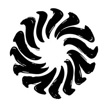 Abstract Black Vortex Shape, Brush Stroke Design イラスト素材