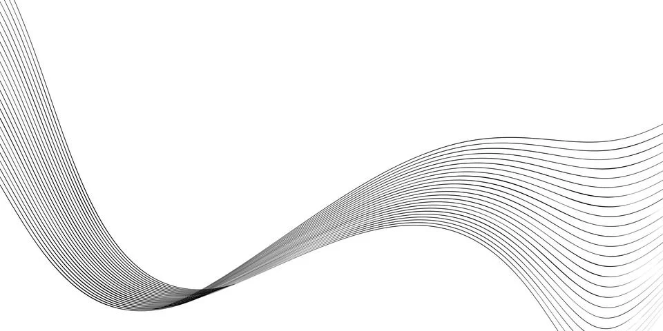 Abstract black wave line intersecting curved line,black wave lines on white.. Ilustración de archivo