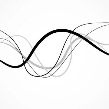 Abstract black wave of lines, curved stripes. Vector Illustrazione stock