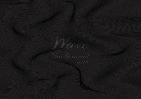 Abstract black wave lines pattern on dark background and texture. Stock Illustration