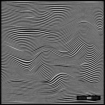 Abstract black wave texture. Vector black line wavy pattern. Stock Illustration
