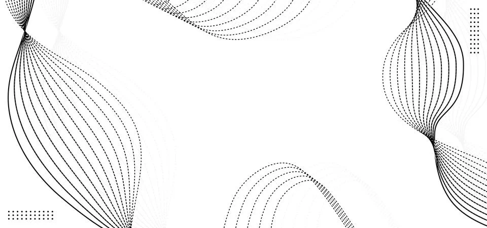 Abstract black wavy dashed lines on white background. Stock Illustration