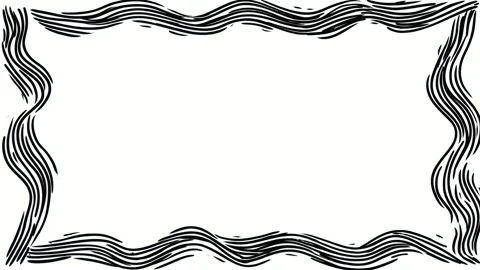 Abstract black wavy frame border with copy space for text overlay, hand dra.. Stock Footage 342041265