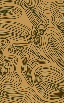Abstract black wavy line pattern on a brown background. Wallpaper decoration pat Stock Illustration