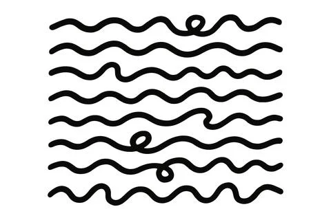 Abstract black wavy lines and swirls on white background pattern イラスト素材