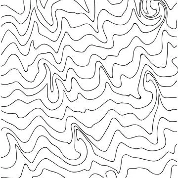 Abstract black wavy lines on white background Stock Illustration