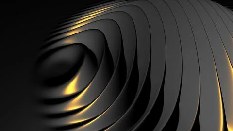 Abstract black wavy metallic surface reflecting gold light Stock Illustration