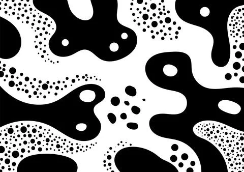 Abstract black white dynamic pattern organic flowing shapes polka dots mode.. 스톡 일러스트