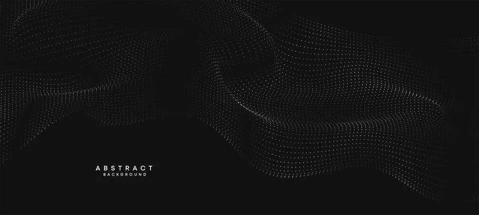 Abstract black white Flowing Dot Waving Particle geometric Technology Background Stock Illustration