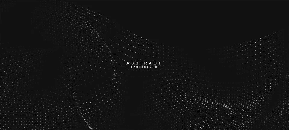 Abstract black white Flowing Dot Waving Particle geometric Technology Background Ilustração Stock