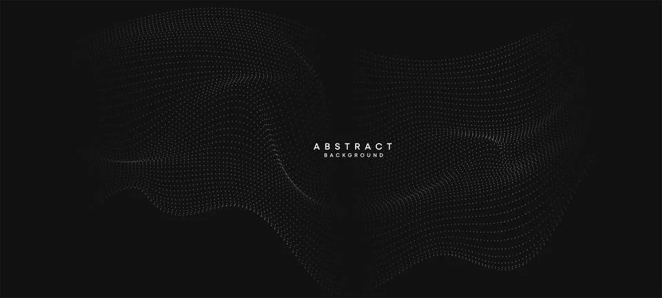 Abstract black white Flowing Dot Waving Particle geometric Technology Background Stock Illustration