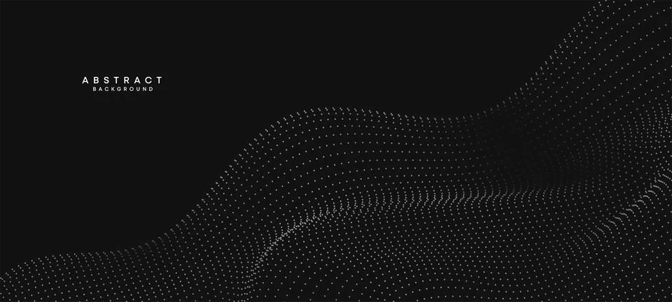 Abstract black white Flowing Dot Waving Particle geometric Technology Background Stock Illustration