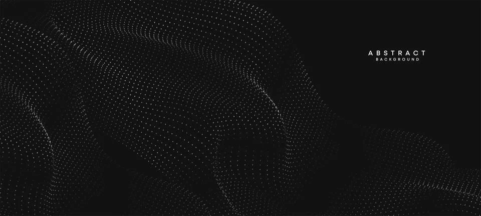 Abstract black white Flowing Dot Waving Particle geometric Technology Background Stock Illustration