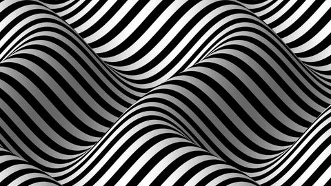 Abstract Black White Wave Pattern; Modern Optical Illusion Background with Stock Illustration