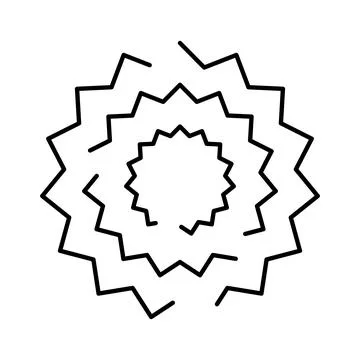 Abstract black zigzag lines forming a spiral pattern Illustrazione stock