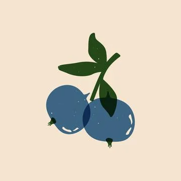 Abstract blackberry risograph sketch. Modern ripe juicy berry and leaf natural Stock Illustration