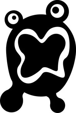 Abstract Blob Monster Character with Big Eyes, Black and White Icon Stock Illustration