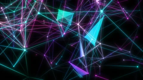 Abstract block chain geometrical background with moving lines and dots. looping Stock Footage 105406571
