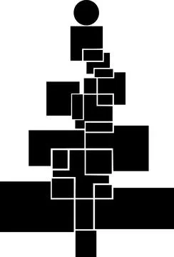 Abstract block Christmas tree icon with top circle Stock Illustration