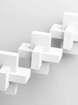 Abstract block objects in a row over white Stockillustratie