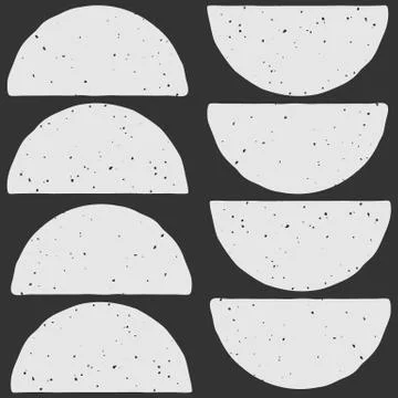 Abstract block print background with grunge textured semi circles Stock Illustration
