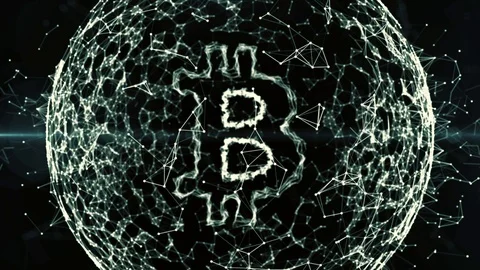Abstract blockchain geometrical background with moving lines and dots. looping Stock Footage 93003602
