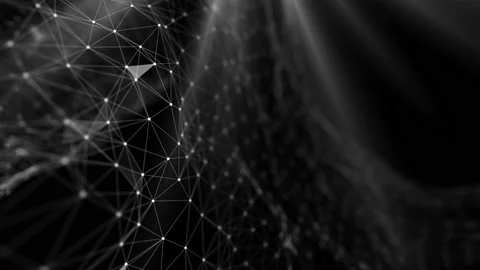 Abstract blockchain geometrical background with moving lines and dots. Cyber or Stock Footage 113676126