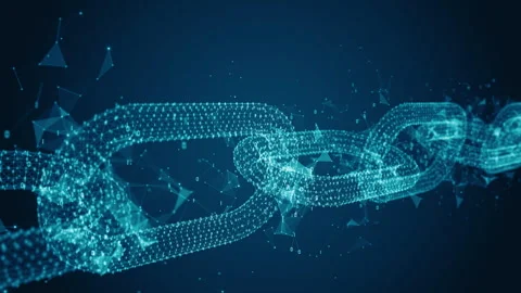 Abstract blockchain links with digital nodes, symbolizing secure data Stock Footage 286072035