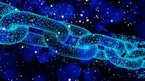 Abstract Blockchain Network Background, 3d render Illustrazione stock