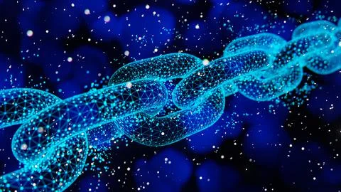 Abstract Blockchain Network Background, 3d render Stock Illustration
