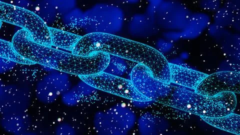 Abstract Blockchain Network Background, 3d render Stock Illustration
