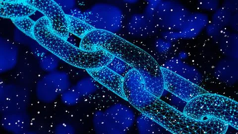 Abstract Blockchain Network Background, 3d render Stock Illustration