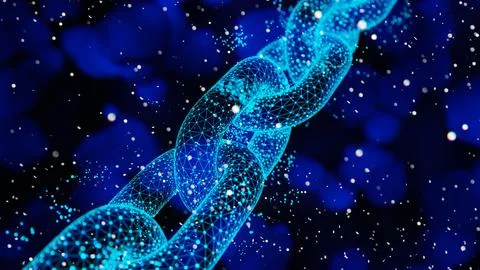 Abstract Blockchain Network Background, 3d render Stock Illustration