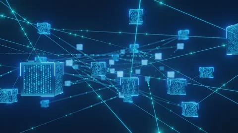 Abstract Blockchain Network Technology Digital Data Stock Footage 320769367