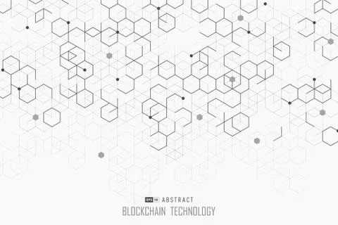 Abstract blockchain technology design of hexagonal style background. Stock Illustration