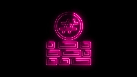 Abstract blockchain technology with pink neon light and social media hashta.. Stock Footage 312316976