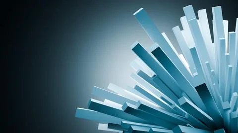 Abstract blocks white black background blue middle left Illustrazione stock