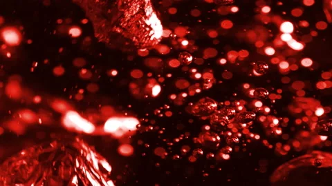 Abstract blood-red background with moving and vibrating bubbles, slow motion Stock Footage 124790086
