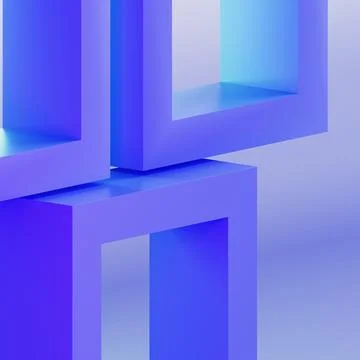 Abstract blue 3d background with rectangular frames. Futuristic architecture 스톡 일러스트