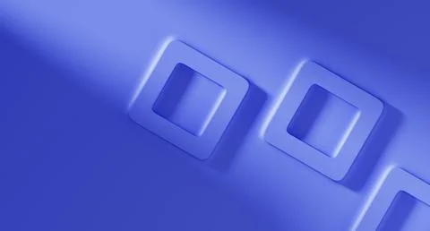 Abstract blue 3d background with relief square frames, light and shadow on wall Stock-Illustration