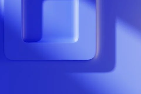 Abstract blue 3d background with square frame pattern on wall. Relief wallpaper Stock Illustration