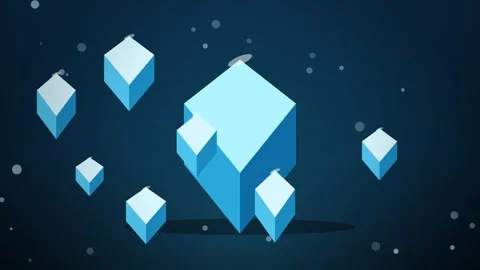 Abstract Blue 3D Cubes Floating in Space Animation Stock Footage 348061588