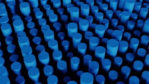 Abstract Blue 3D Cylinders Seamless Loop - Battery Cells Data Chart Background Stock Footage 340412010